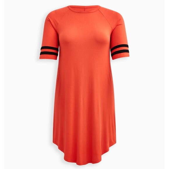 NWT Torrid Womens Plus Size 2X Super Soft Orange Favorite T-Shirt Varsity Dress - Picture 1 of 4